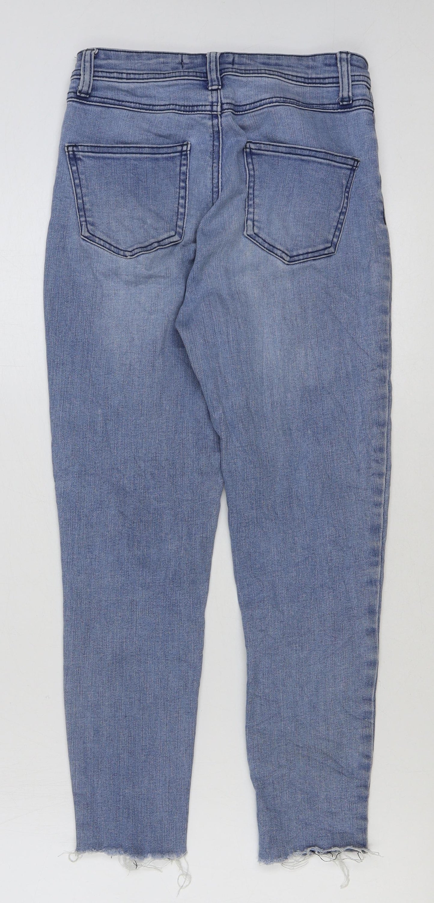 Denim & Co. Womens Blue Cotton Skinny Jeans Size 8 L25 in Regular Button