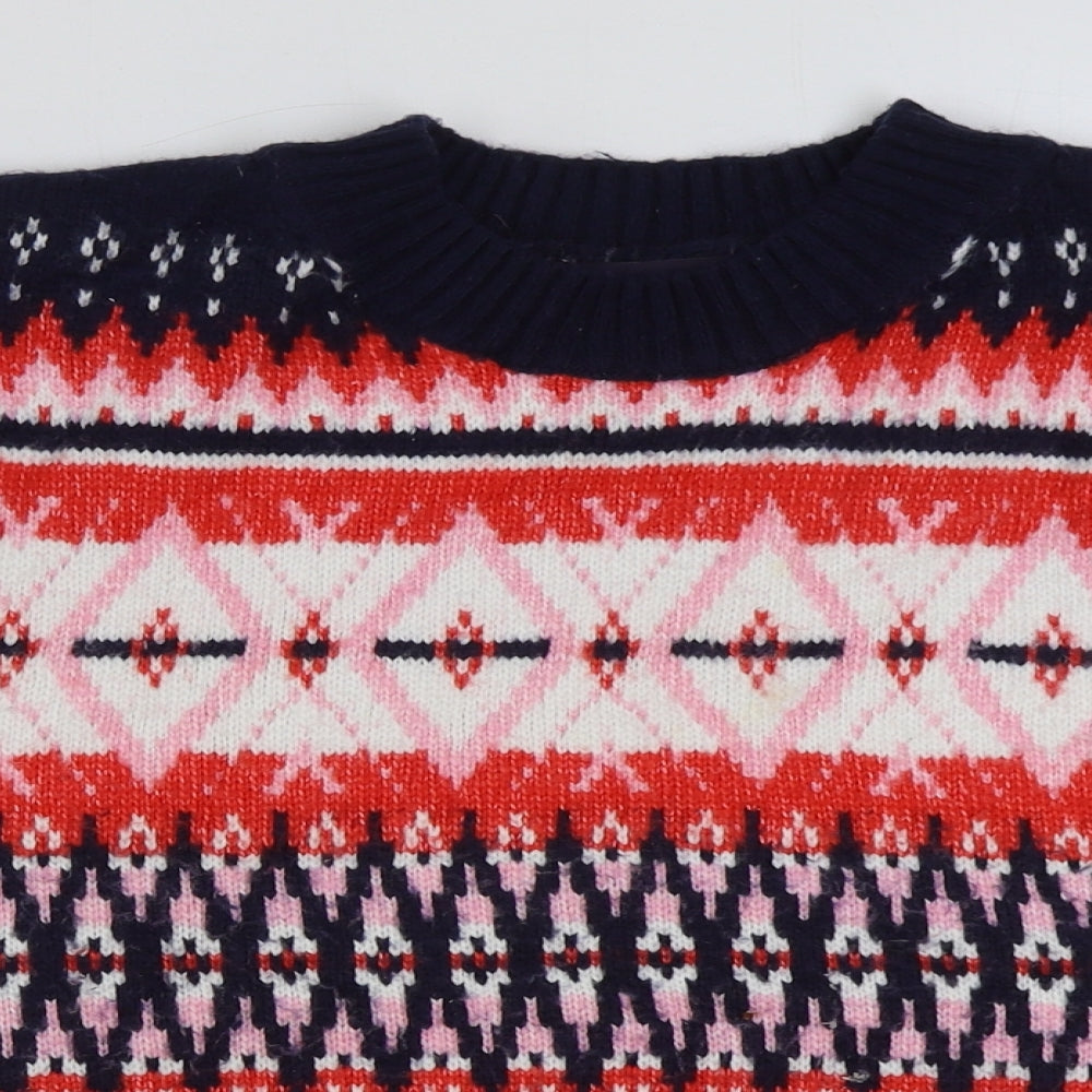 Marks and Spencer Womens Multicoloured Mock Neck Fair Isle Acrylic Pullover Jumper Size M