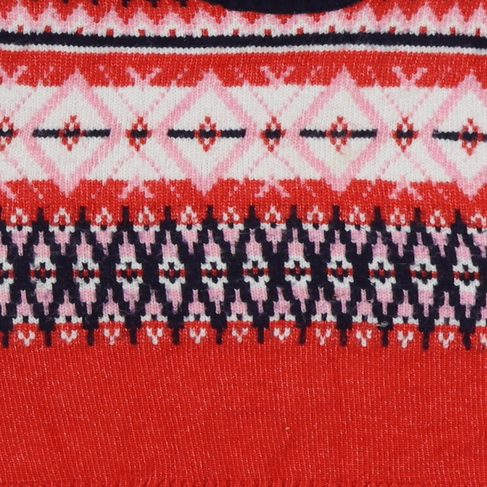Marks and Spencer Womens Multicoloured Mock Neck Fair Isle Acrylic Pullover Jumper Size M