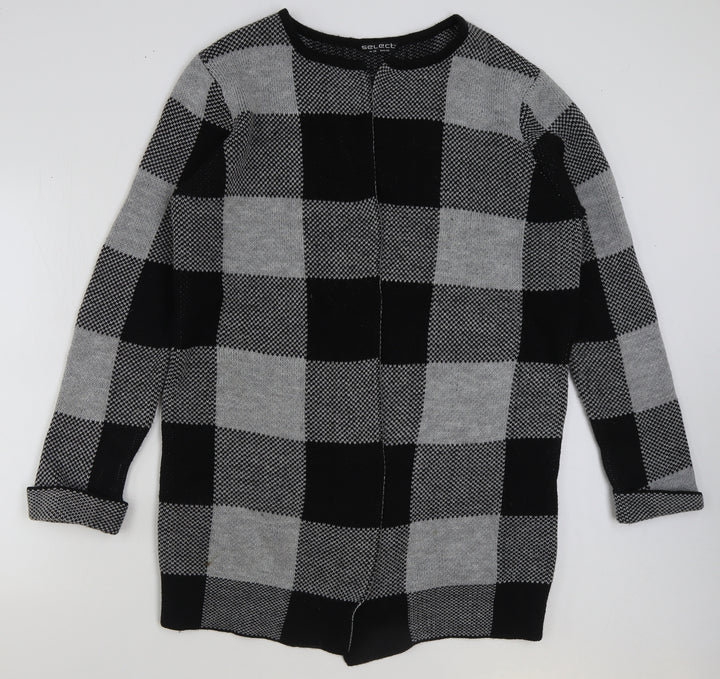Select Womens Multicoloured V-Neck Check Acrylic Cardigan Jumper Size 16