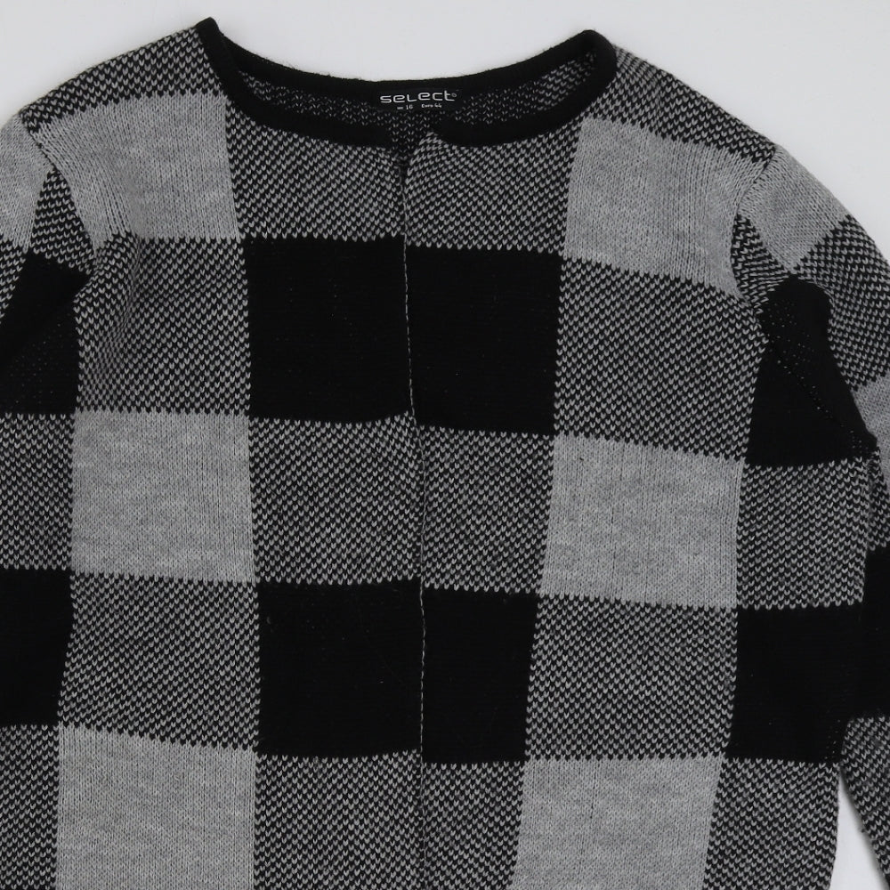 Select Womens Multicoloured V-Neck Check Acrylic Cardigan Jumper Size 16