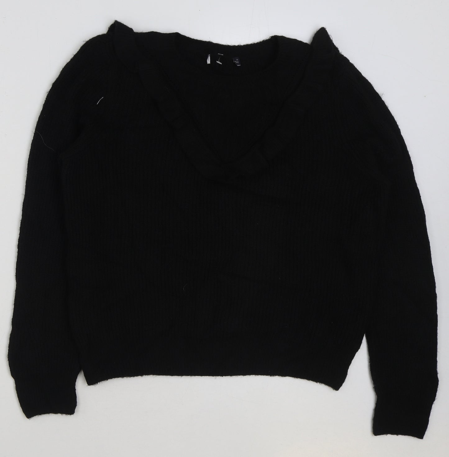 Marks and Spencer Womens Black Round Neck Acrylic Pullover Jumper Size 14