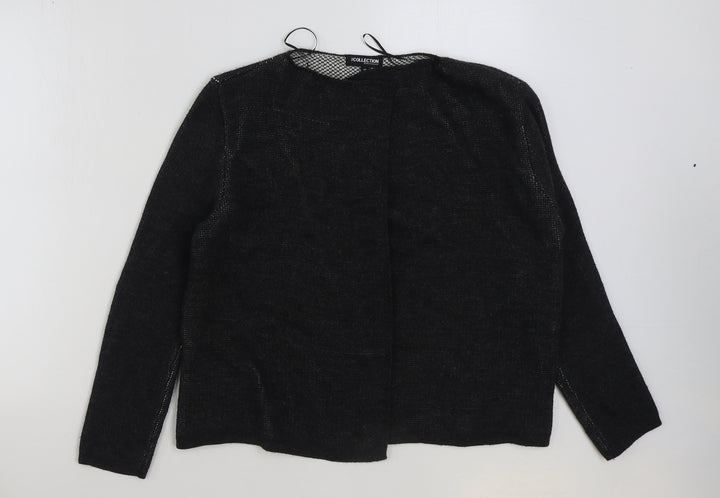 Debenhams Womens Grey Round Neck Acrylic Cardigan Jumper Size 14