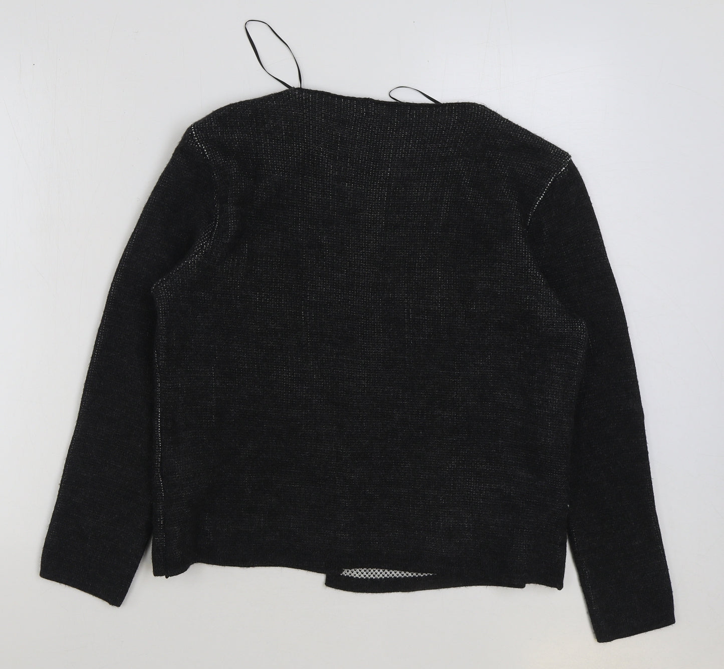Debenhams Womens Grey Round Neck Acrylic Cardigan Jumper Size 14