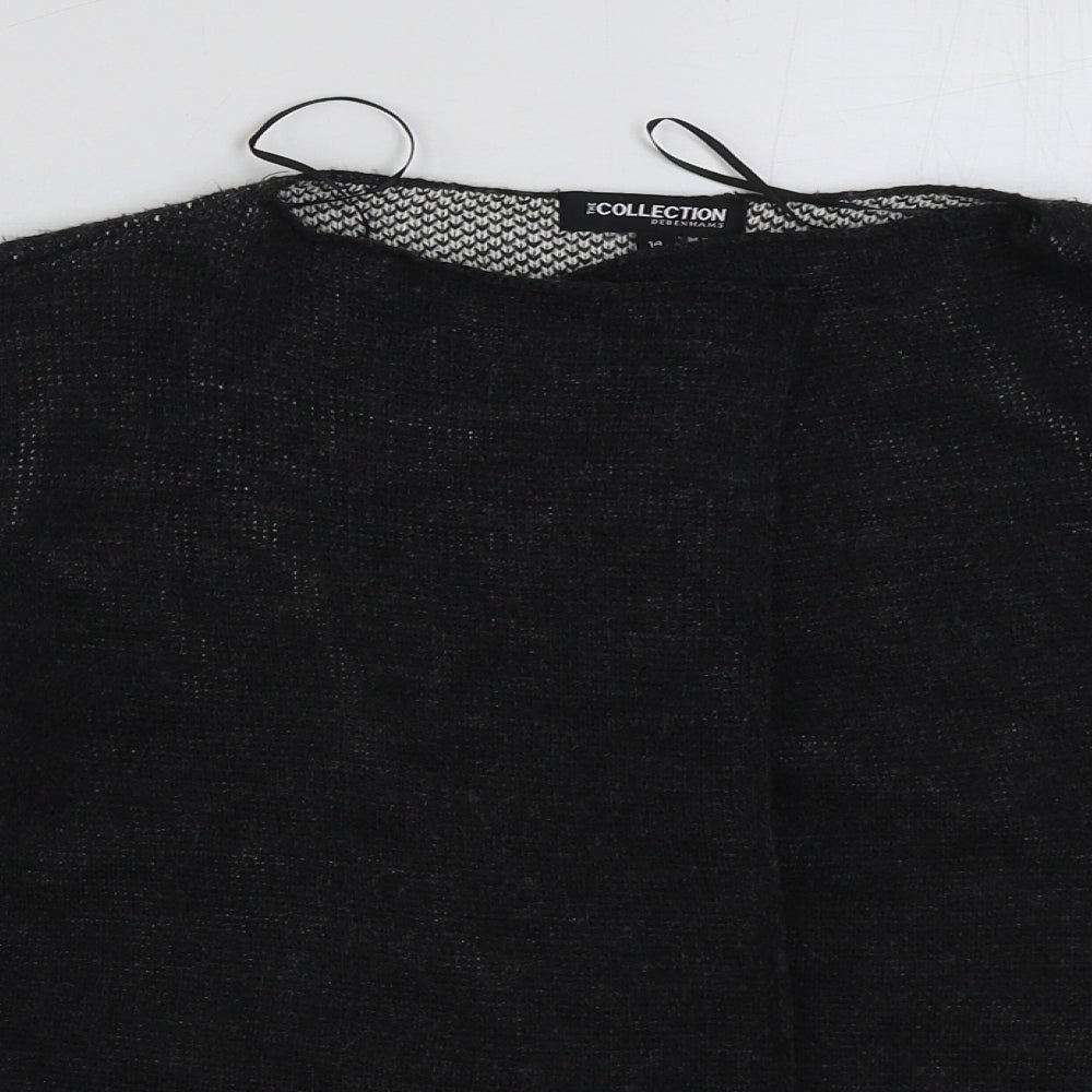 Debenhams Womens Grey Round Neck Acrylic Cardigan Jumper Size 14