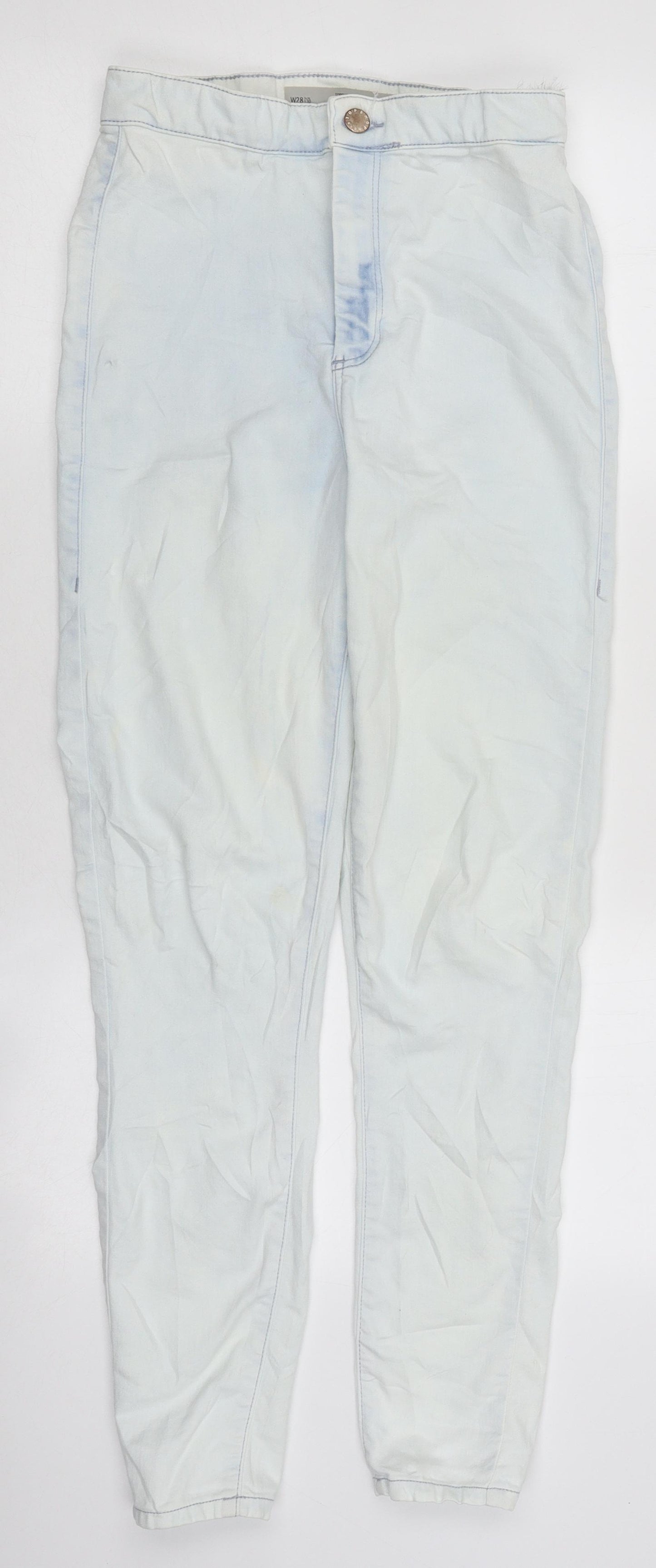 Topshop Womens Blue 100% Cotton Skinny Jeans Size 28 L30 in Regular Zip