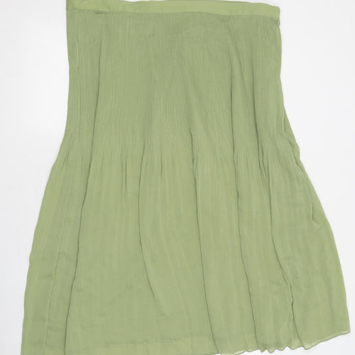 Marks and Spencer Womens Green Polyester Pleated Skirt Size 20 Zip