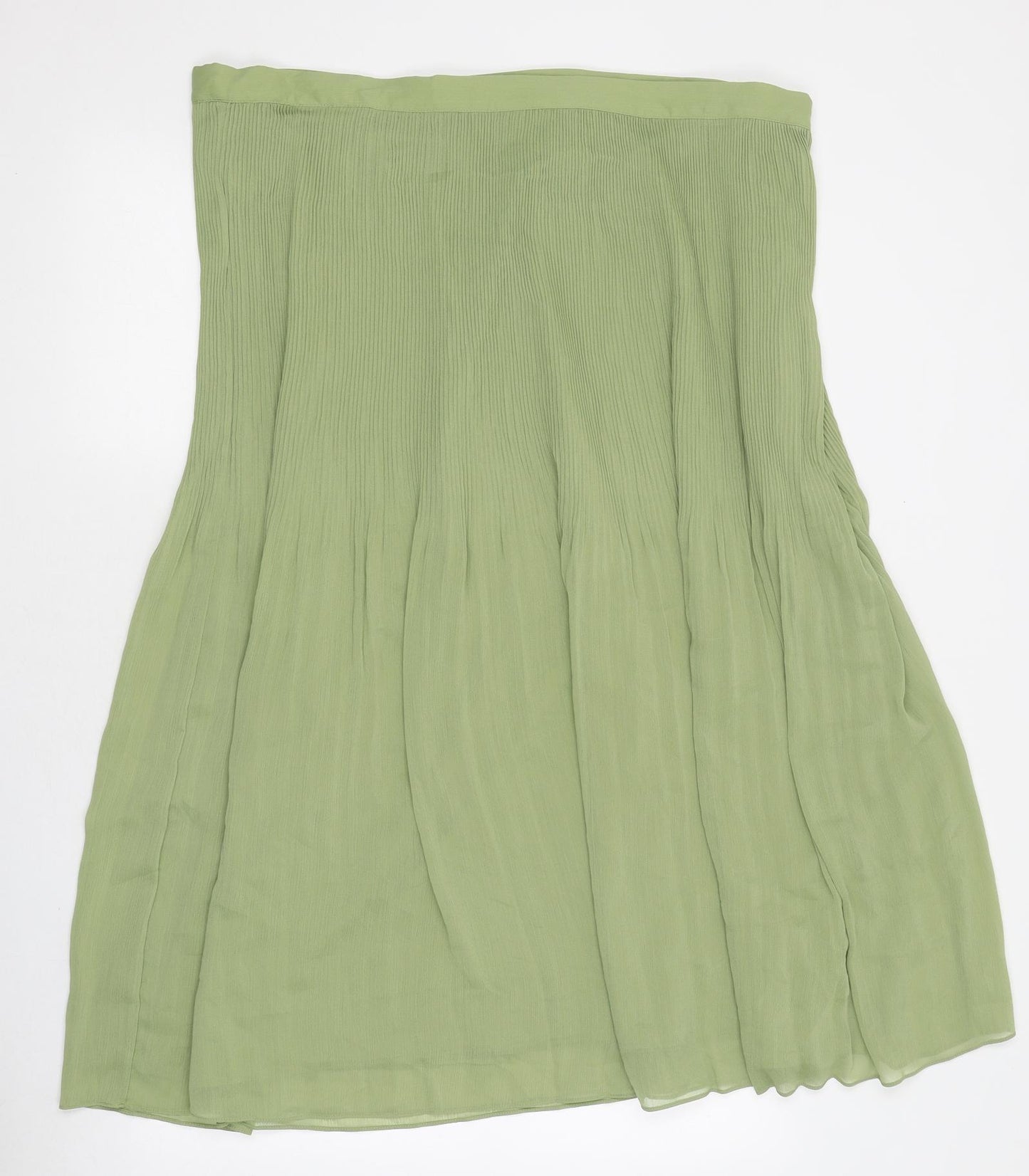Marks and Spencer Womens Green Polyester Pleated Skirt Size 20 Zip