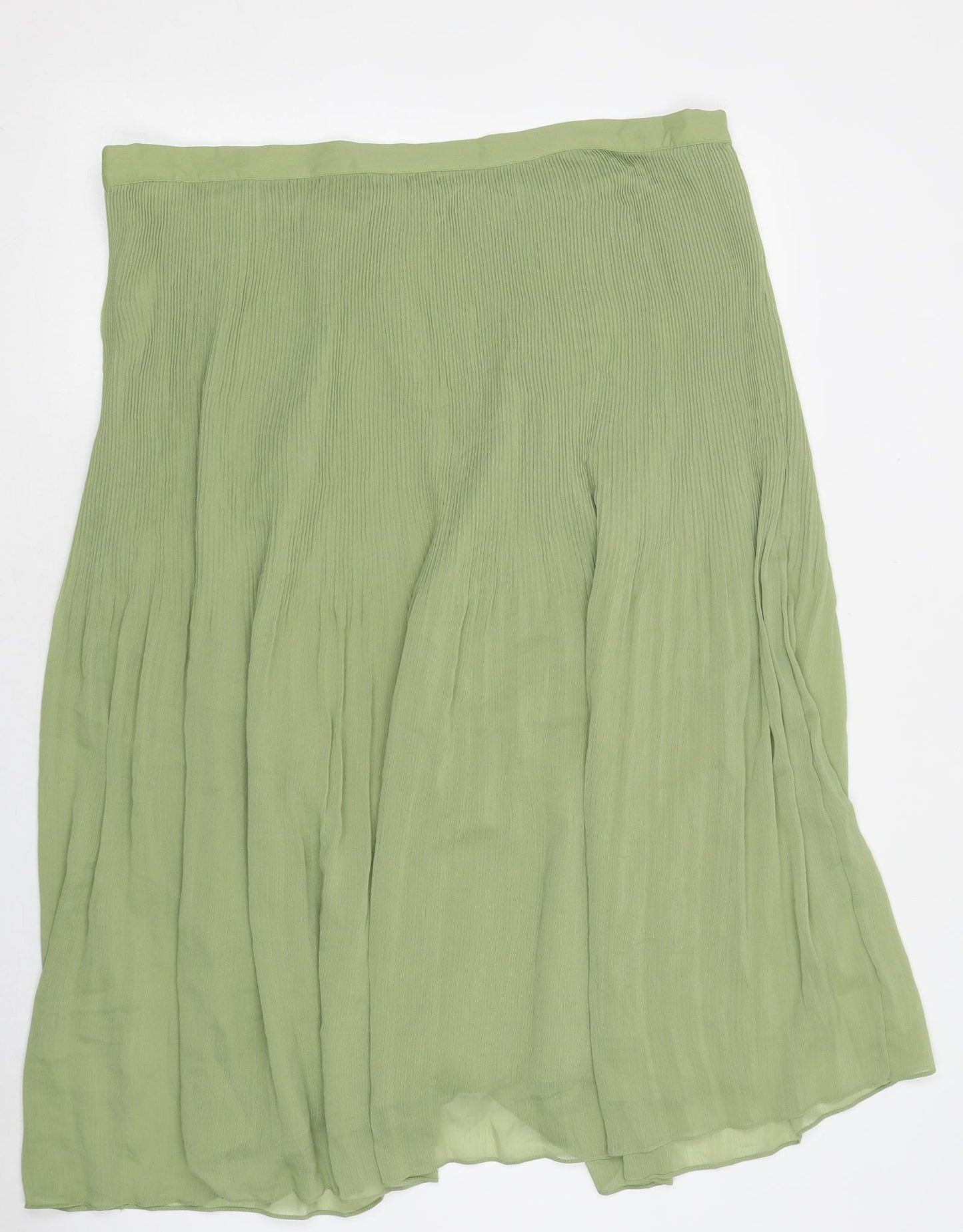 Marks and Spencer Womens Green Polyester Pleated Skirt Size 20 Zip