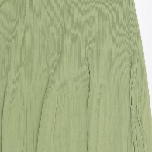 Marks and Spencer Womens Green Polyester Pleated Skirt Size 20 Zip