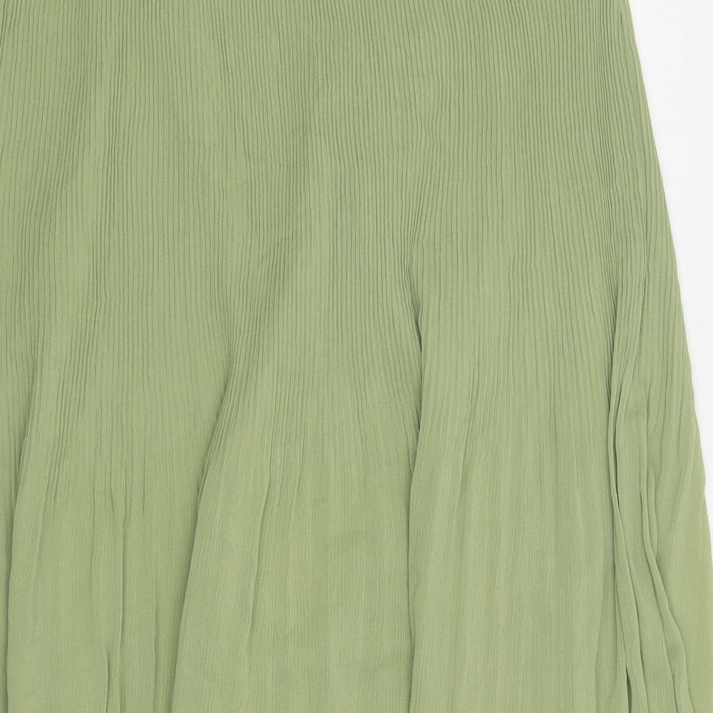 Marks and Spencer Womens Green Polyester Pleated Skirt Size 20 Zip