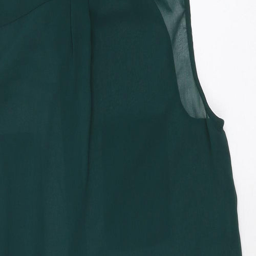 New Look Womens Green Polyester Jersey Button-Up Size 8 Collared