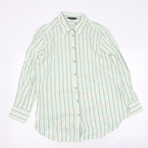Marks and Spencer Womens Multicoloured Striped Polyester Basic Button-Up Size 16 Collared