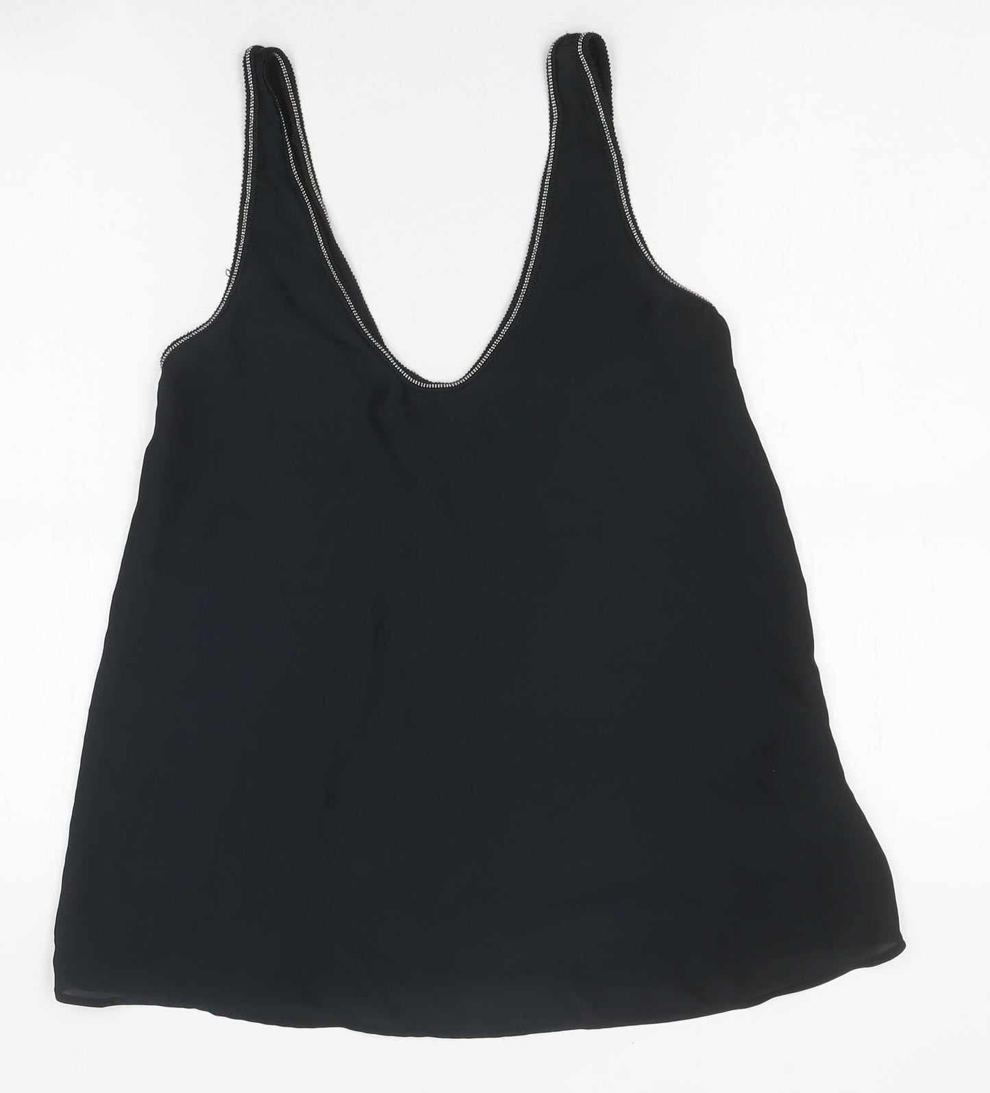 Marks and Spencer Womens Black Polyester Jersey Tank Size 6 Round Neck