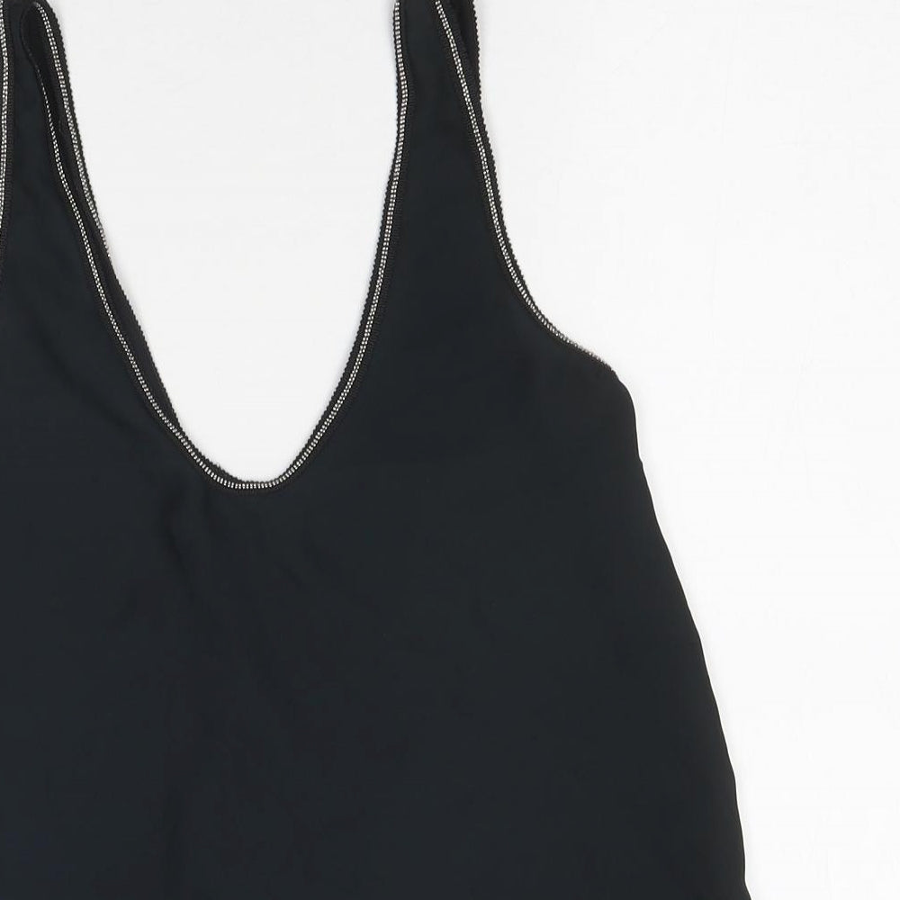 Marks and Spencer Womens Black Polyester Jersey Tank Size 6 Round Neck