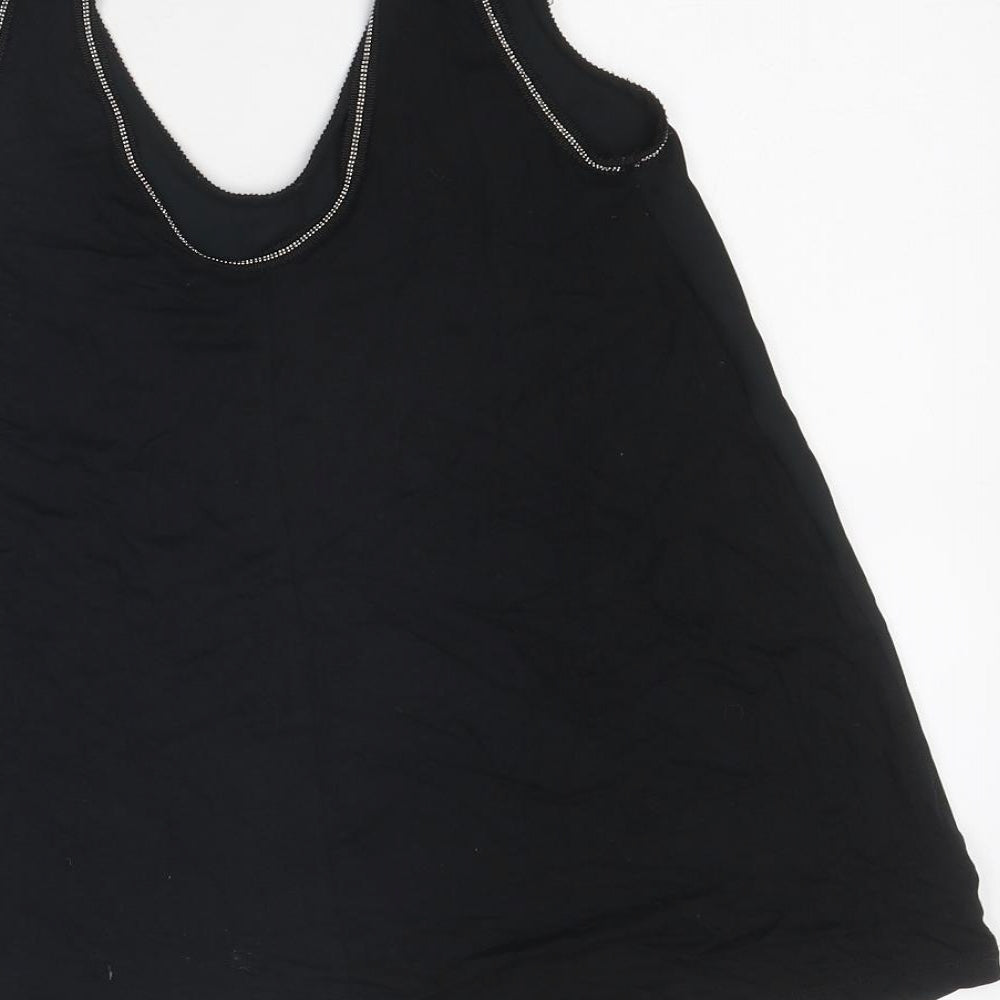 Marks and Spencer Womens Black Polyester Jersey Tank Size 6 Round Neck