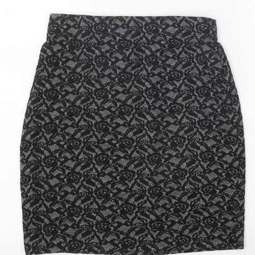 Vevomoda Womens Black Floral Polyester Mini Skirt Size XS