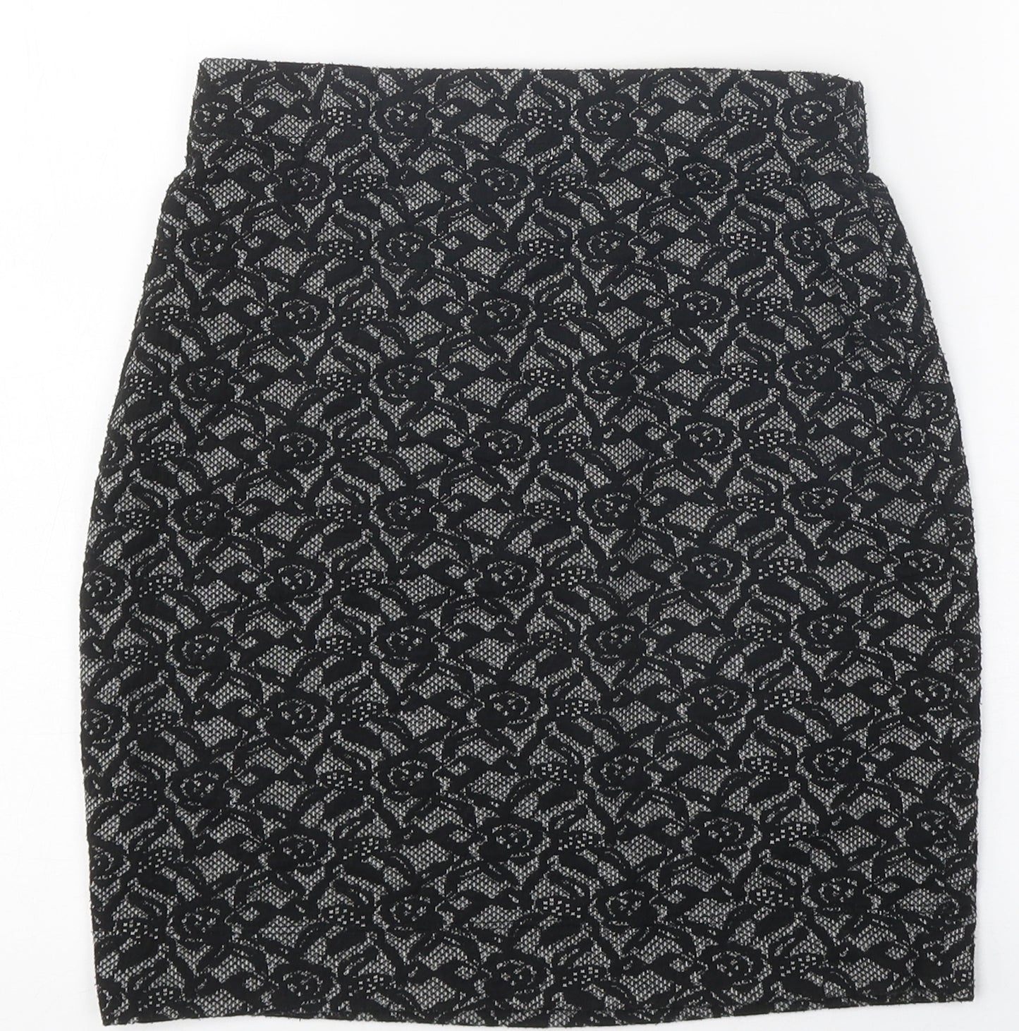Vevomoda Womens Black Floral Polyester Mini Skirt Size XS