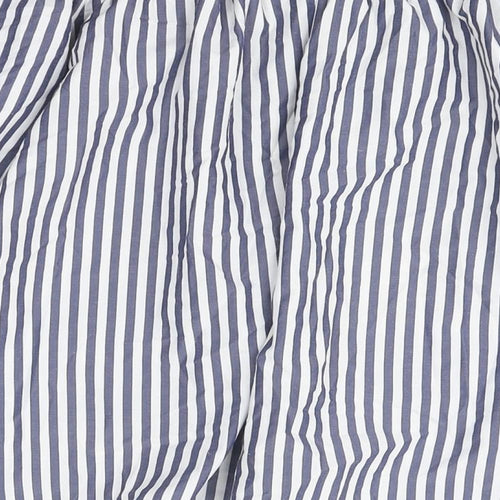 Marks and Spencer Womens Blue Striped Polyester Basic T-Shirt Size 14 Off the Shoulder