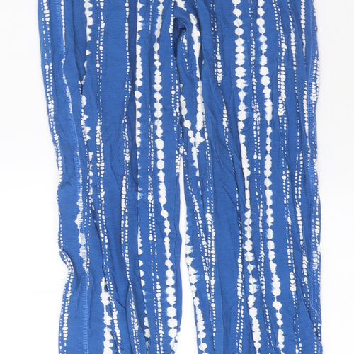 Marks and Spencer Womens Blue Striped Polyester Capri Leggings Size 6 L28 in