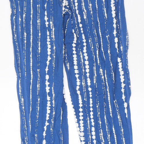 Marks and Spencer Womens Blue Striped Polyester Capri Leggings Size 6 L28 in