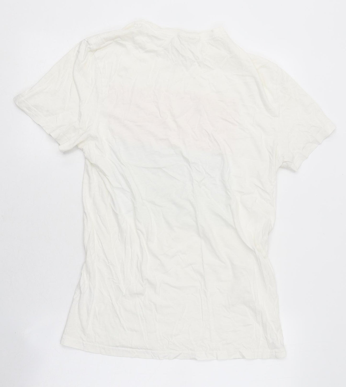 H&M Mens White Polyester T-Shirt Size S Round Neck - Sunset