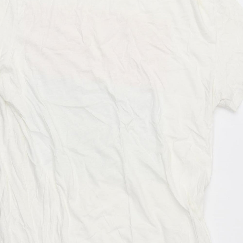 H&M Mens White Polyester T-Shirt Size S Round Neck - Sunset