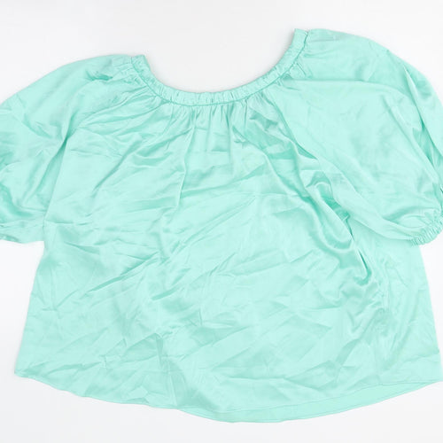 Marks and Spencer Womens Green Polyester Basic T-Shirt Size 12 Round Neck