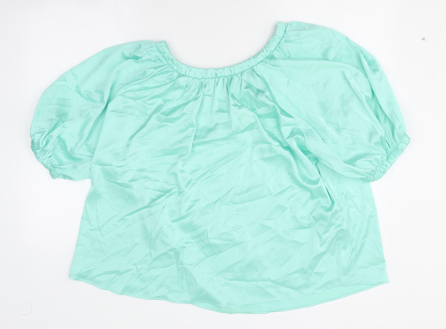 Marks and Spencer Womens Green Polyester Basic T-Shirt Size 12 Round Neck