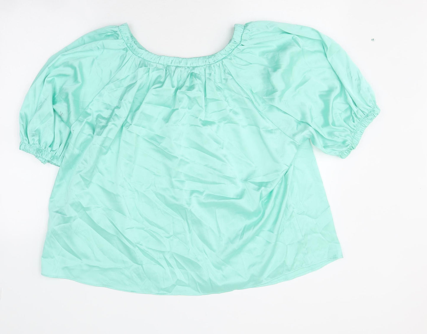 Marks and Spencer Womens Green Polyester Basic T-Shirt Size 12 Round Neck
