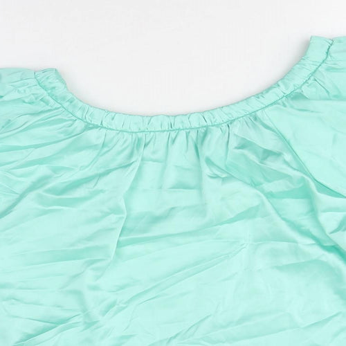 Marks and Spencer Womens Green Polyester Basic T-Shirt Size 12 Round Neck