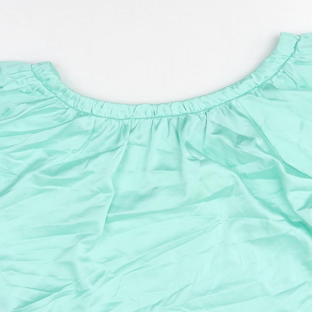 Marks and Spencer Womens Green Polyester Basic T-Shirt Size 12 Round Neck