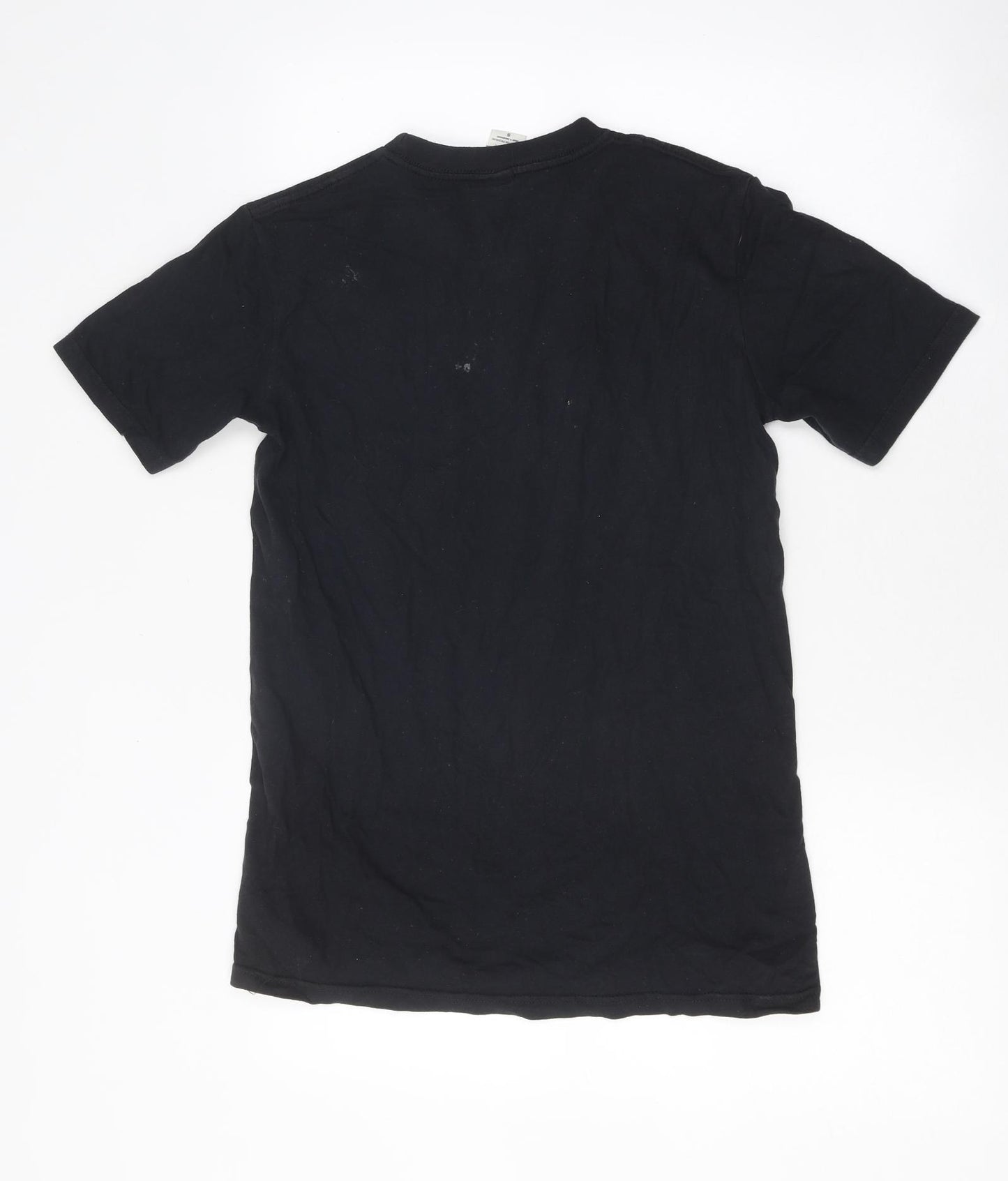 Preworn Mens Black Polyester T-Shirt Size S Round Neck