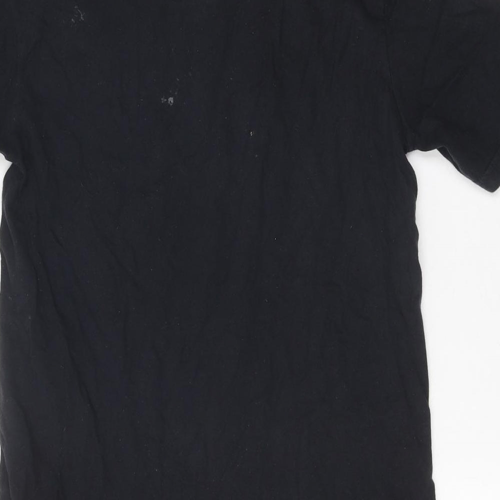 Preworn Mens Black Polyester T-Shirt Size S Round Neck