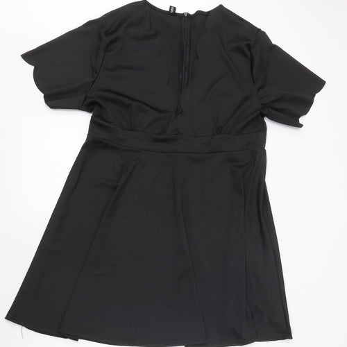 Blood Chic Womens Black Polyester Skater Dress One Size Round Neck Zip - Sizes 14-28