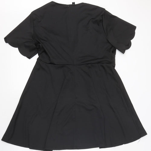 Blood Chic Womens Black Polyester Skater Dress One Size Round Neck Zip - Sizes 14-28