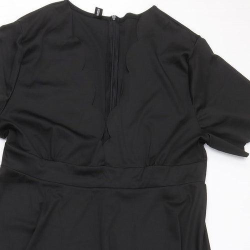 Blood Chic Womens Black Polyester Skater Dress One Size Round Neck Zip - Sizes 14-28
