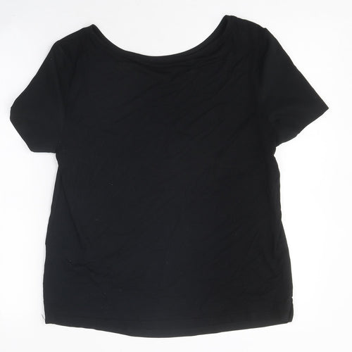 Marks and Spencer Womens Black Polyester Basic T-Shirt Size 8 Round Neck