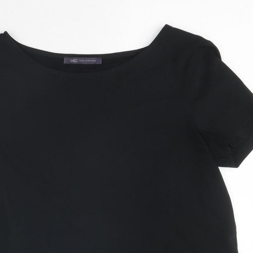 Marks and Spencer Womens Black Polyester Basic T-Shirt Size 8 Round Neck