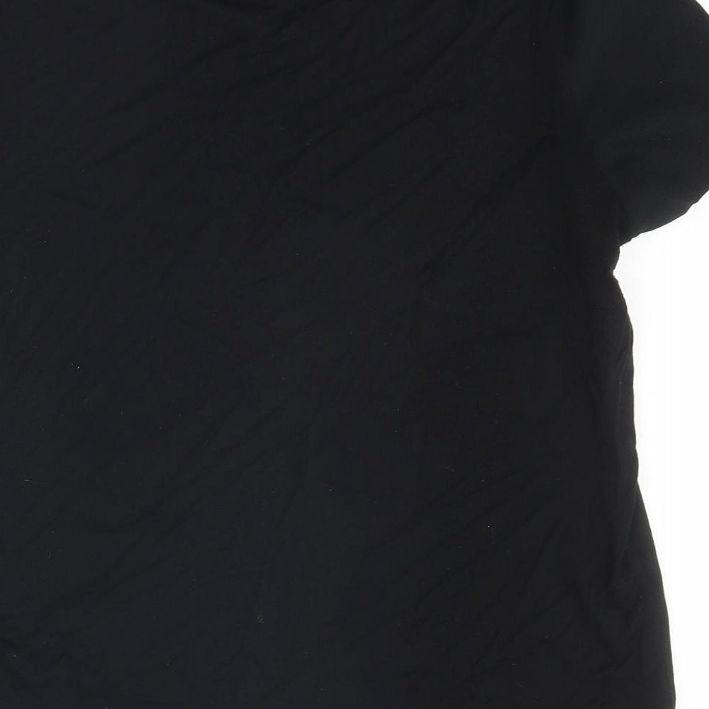 Marks and Spencer Womens Black Polyester Basic T-Shirt Size 8 Round Neck