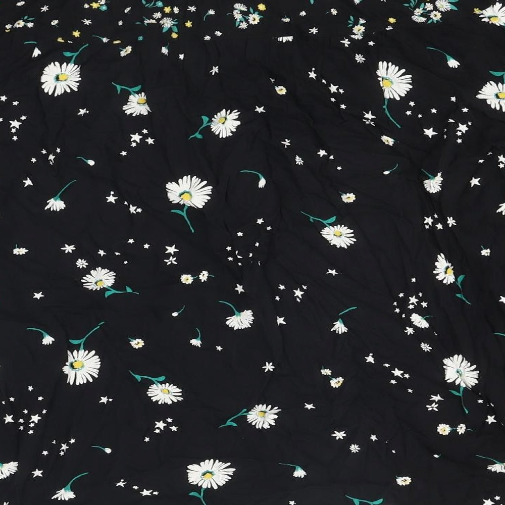 Marks and Spencer Womens Black Floral Polyester Basic Blouse Size 20 Round Neck