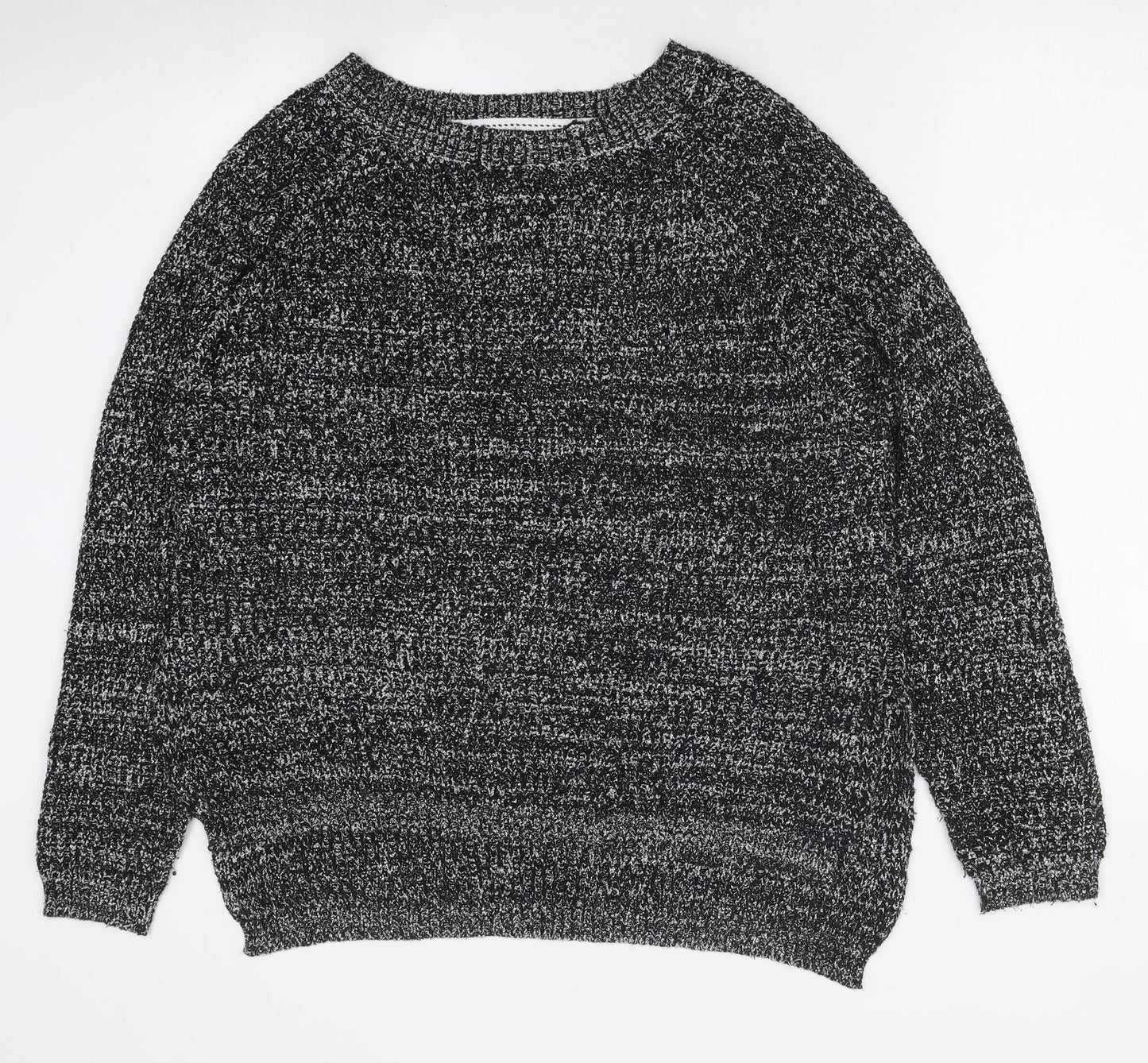 Papaya Womens Black Round Neck Polyester Pullover Jumper Size L