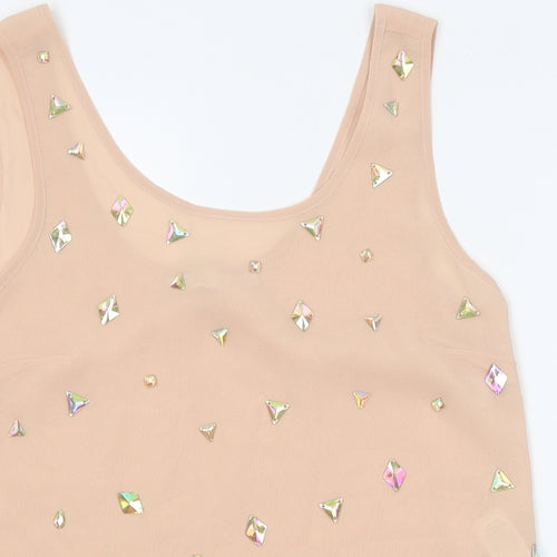 New Look Womens Beige Polyester Jersey Tank Size 8 Round Neck