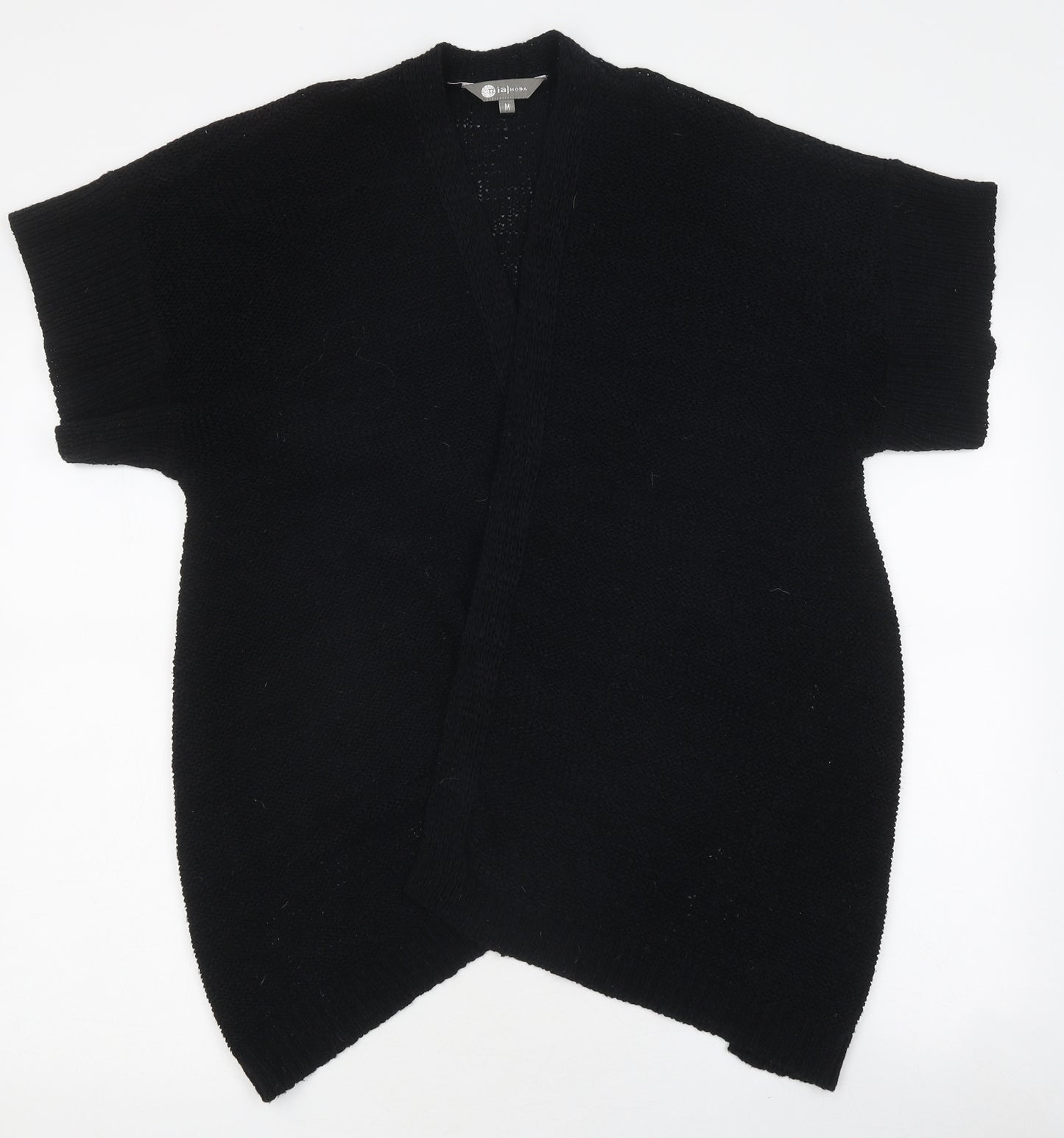 Moda Womens Black V-Neck Polyester Cardigan Jumper Size M