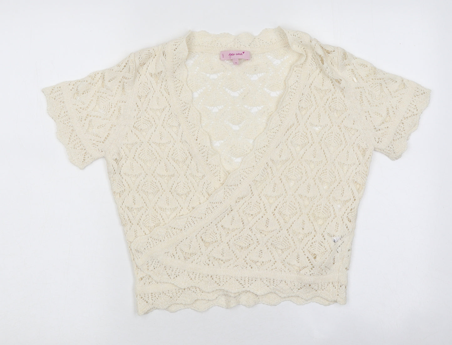 Per Una Womens White V-Neck Polyester Cardigan Jumper Size 10
