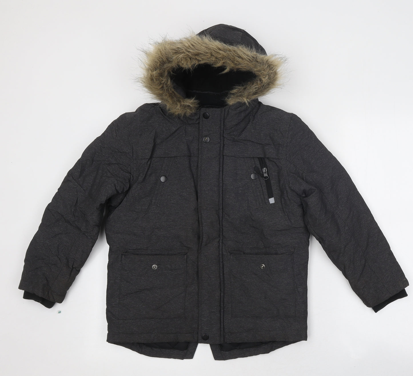 George Boys Grey Parka Coat Size 9-10 Years Zip