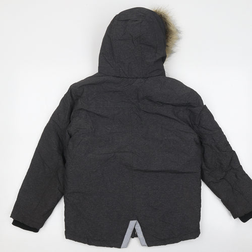 George Boys Grey Parka Coat Size 9-10 Years Zip