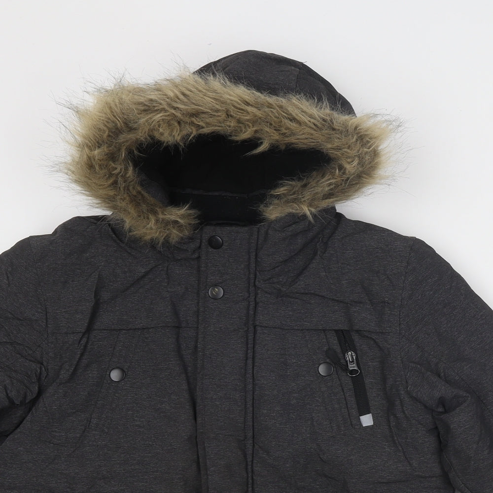George Boys Grey Parka Coat Size 9-10 Years Zip