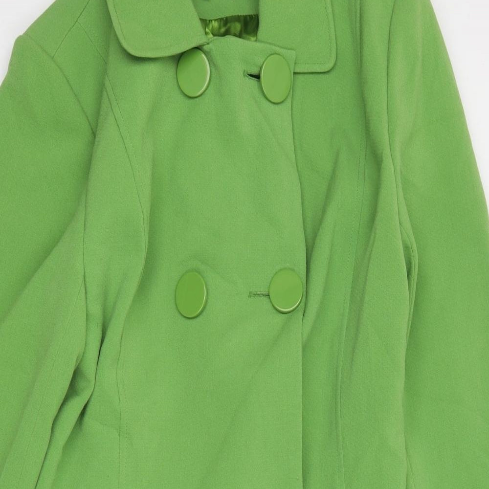 Papaya Womens Green Pea Coat Coat Size 16 Button