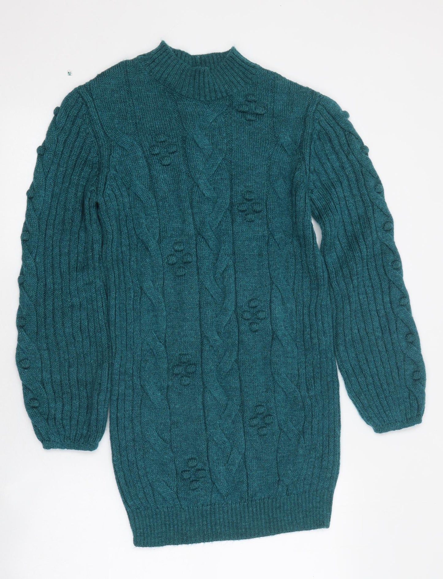 Tu Womens Green Polyester Jumper Dress Size 8 High Neck Pullover